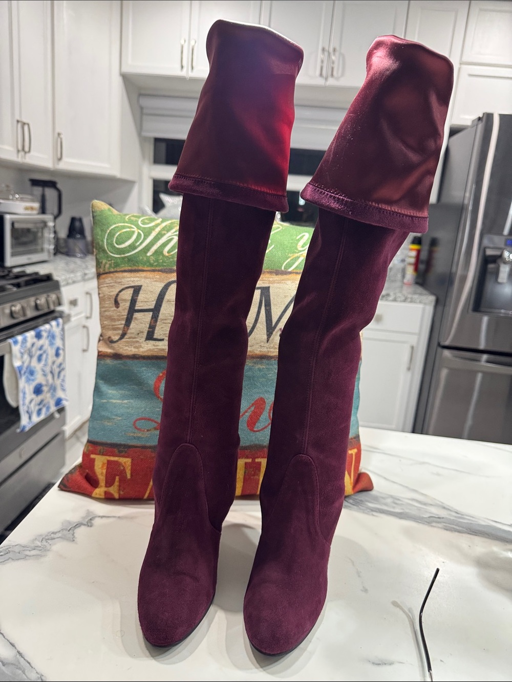 Stuart Weitzman Burgundy Over-the-Knee Suede Boots - Picture 3 of 9